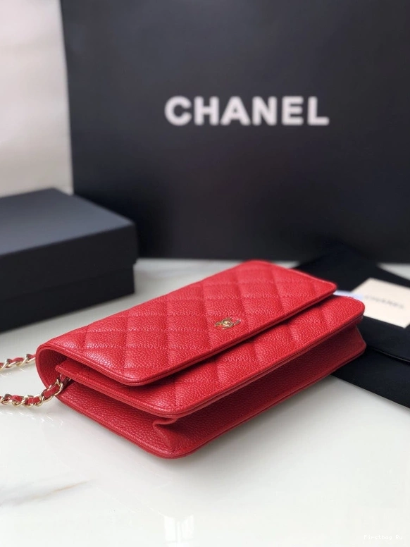 First Bag Ru CAVIAR WITH WALLET CHANEL HARDWARE CHAIN GOLD 0819